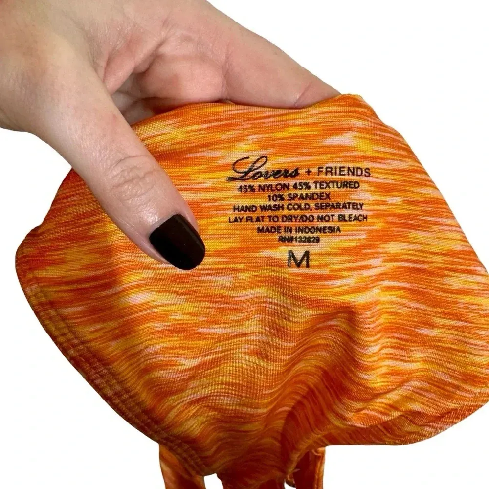 NWT Lovers + Friends Lucky Top (L) & Bottom (M) Bikini Orange Space Dye Revolve - Image 10