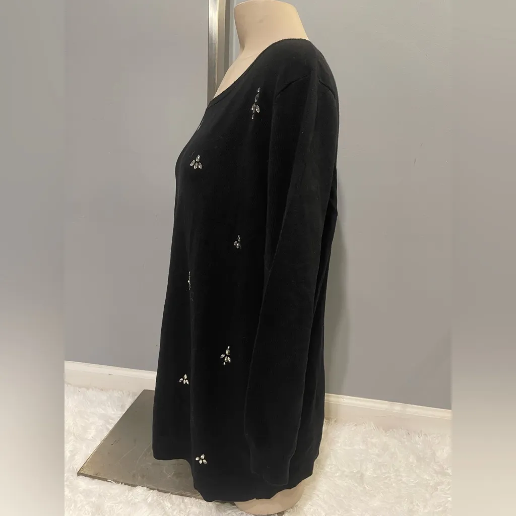 Ruby Rd black rhinestone sweater top shirt woman’s 1X - Image 3