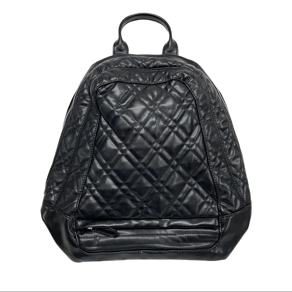 ZARA  Faux Leather Black Quilted Backpack - Image 3