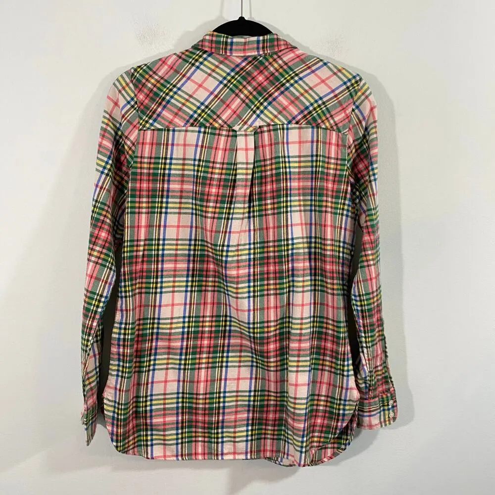 J. Crew Always Women Multicolor Tartan Plaid Flannel Classic Boy Shirt Sz 2 NWT - Image 8