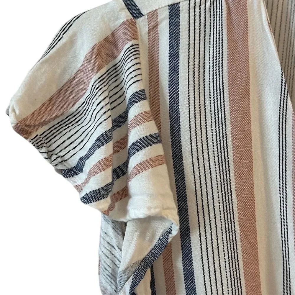 Sim & Sam Women's Striped Tie Front Blouse Short Sleeve Multicolor S - Image 3