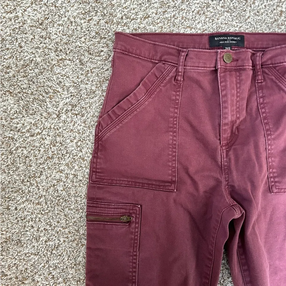 Banana Republic Factory Maroon Red Purple High Rise Skinny Denim Jeans Size 28 6 - Image 3