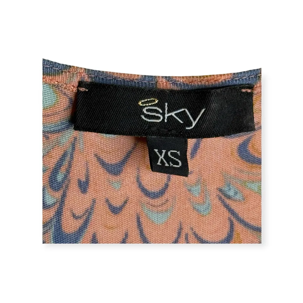 Sky ✽ Silk Plunging V Neck Corset + Stone Mini Dress ✽ Peach Print ✽ XS ✽ Celeb Pink - Image 7