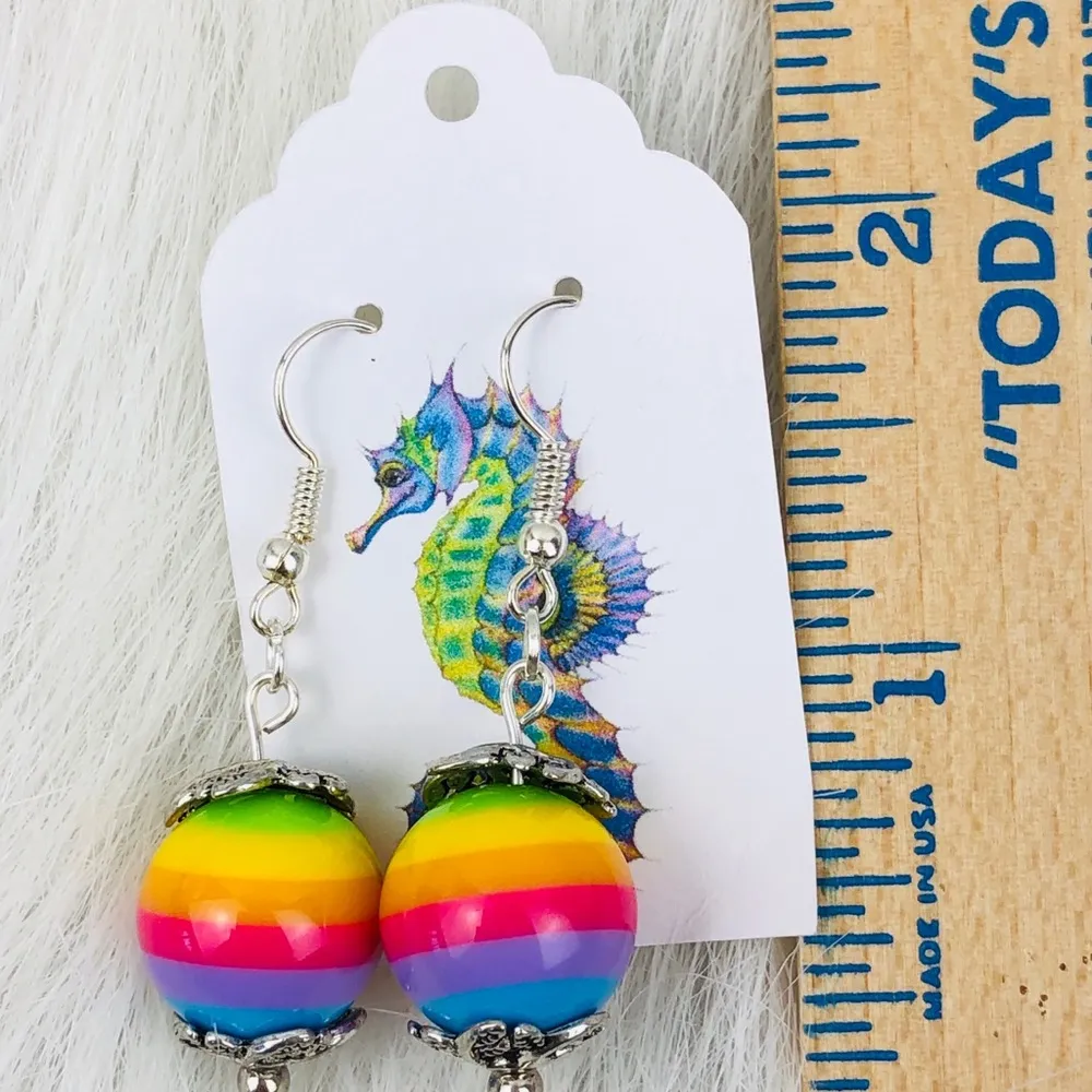 LGBTQ Rainbow Bracelet And Beaded Dangle Earrings - Image 4