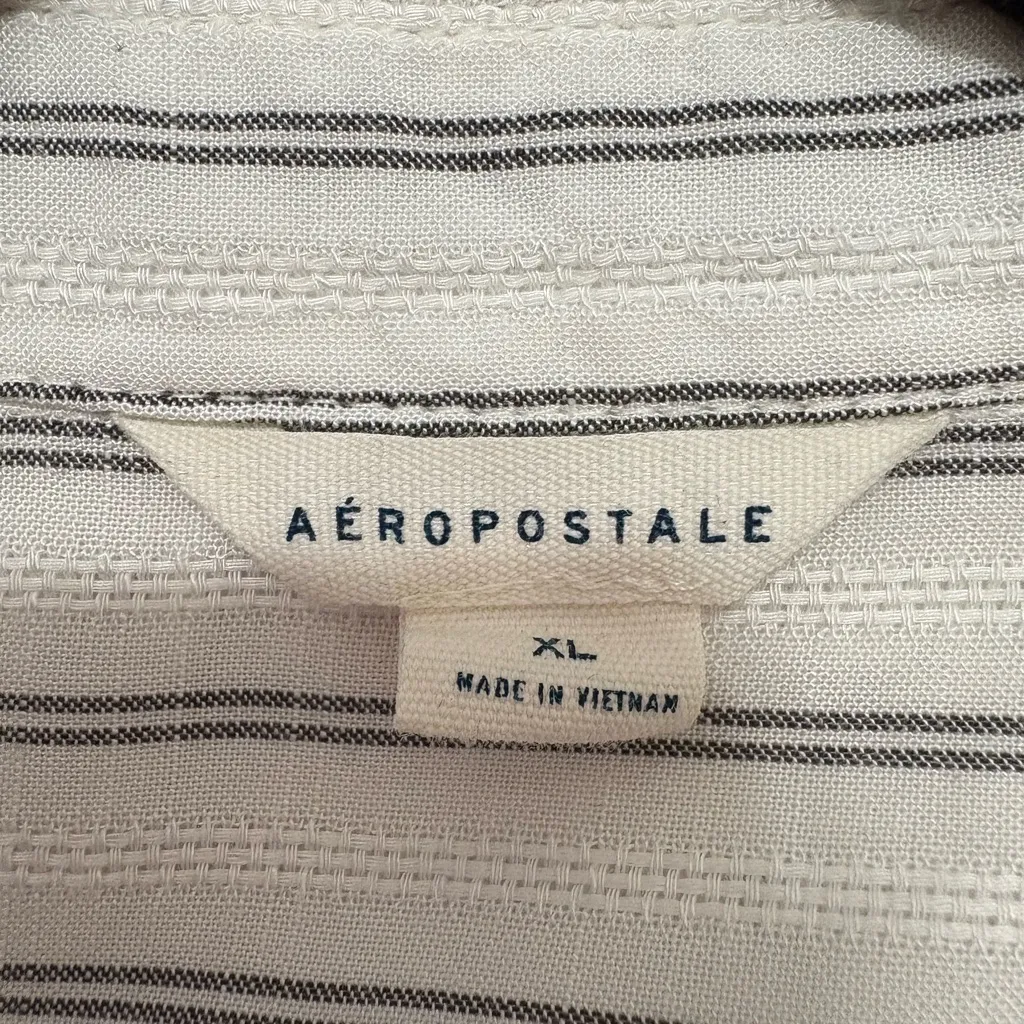 Aeropostale White Striped Button-Down Shirt - Image 6