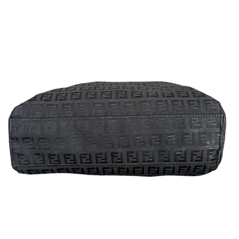 Fendi Women’s Vintage 2005 Zucchino FF Top Handle Canvas Black Silver Tote Purse - Image 9