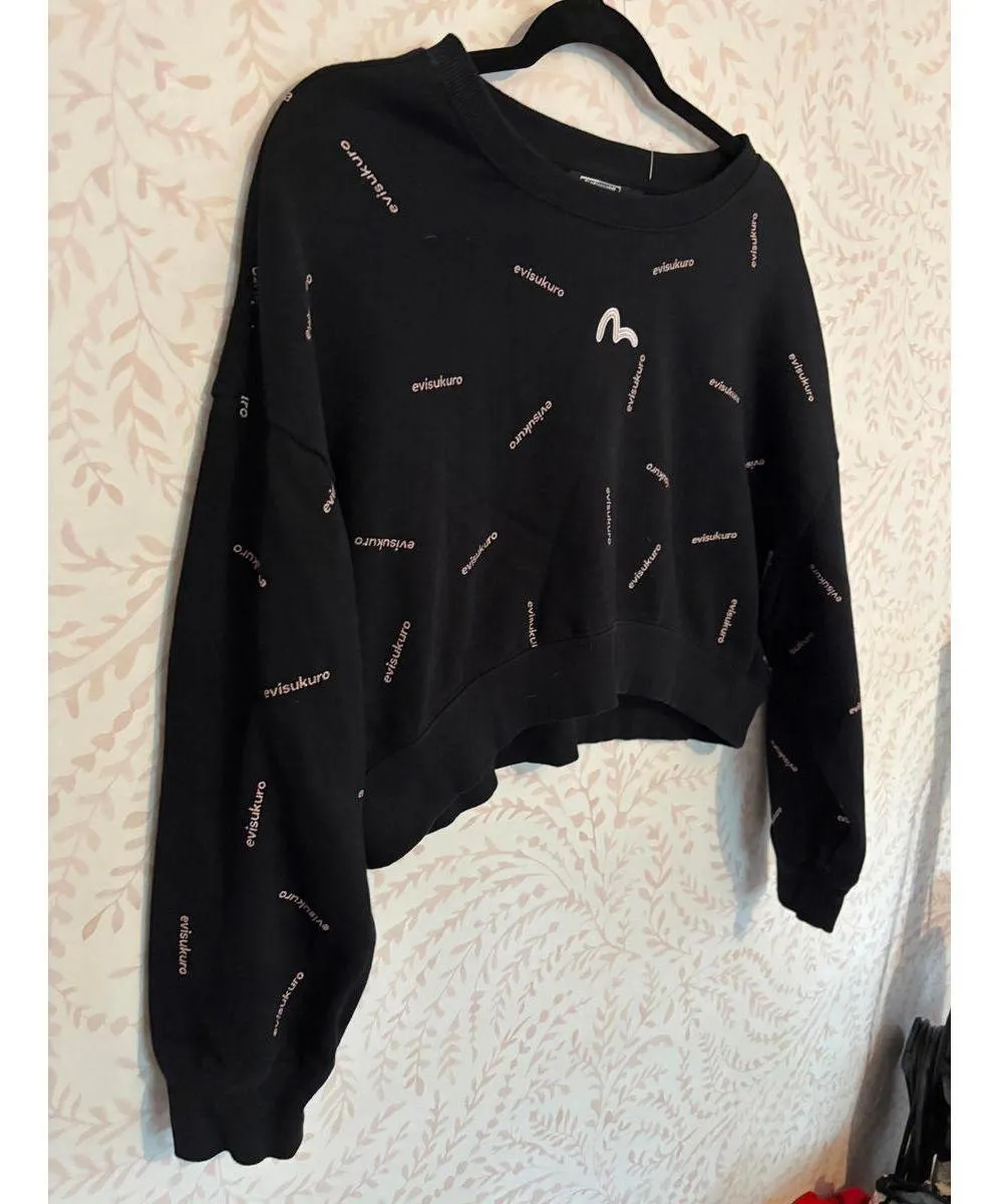 y2k/hype EVISU glitter logo cropped sweatshirt Black Size undefined - Image 3