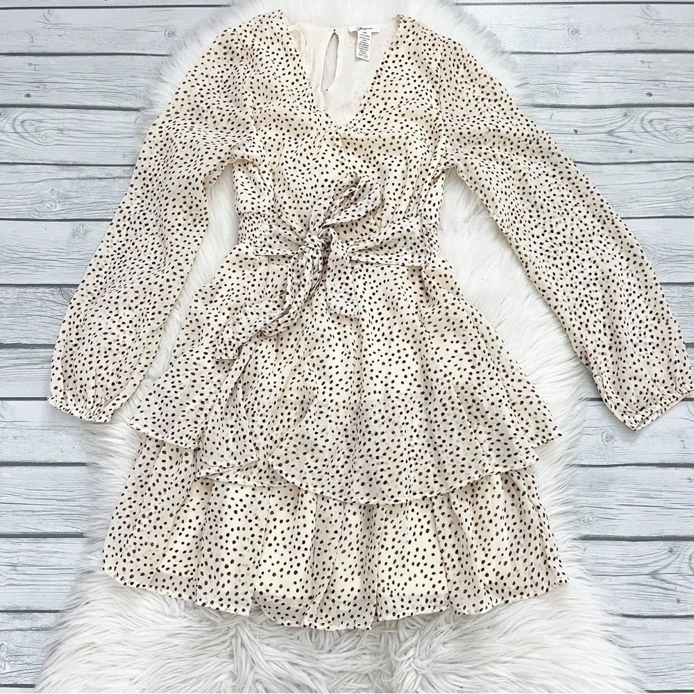 Japna Spring Polka Dot Ruffle Mini Dress - Image 3