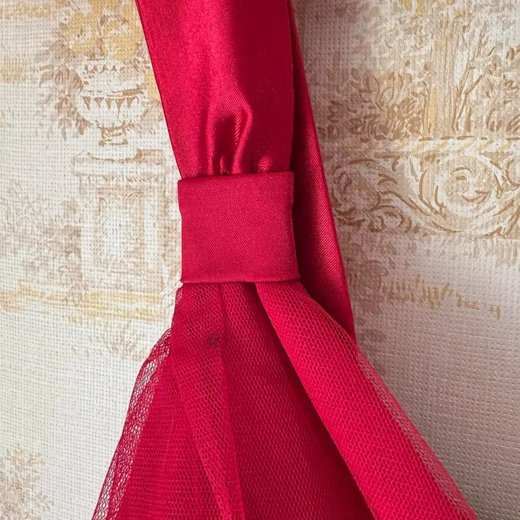 Vintage Y2K Taboo red chiffon gold glitter embellished mini babydoll party dress Size 1X - Image 5