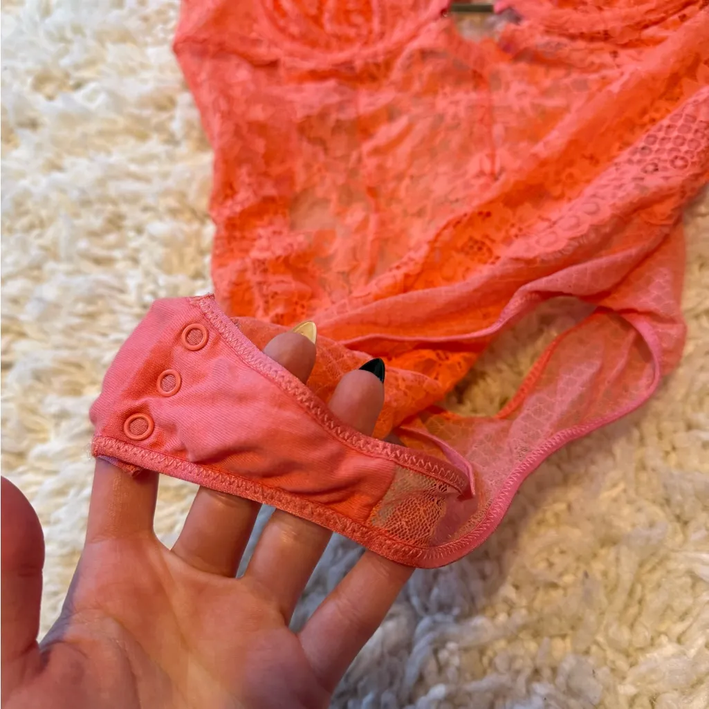 Aerie Coral Unlined Lace Bodysuit - Image 3