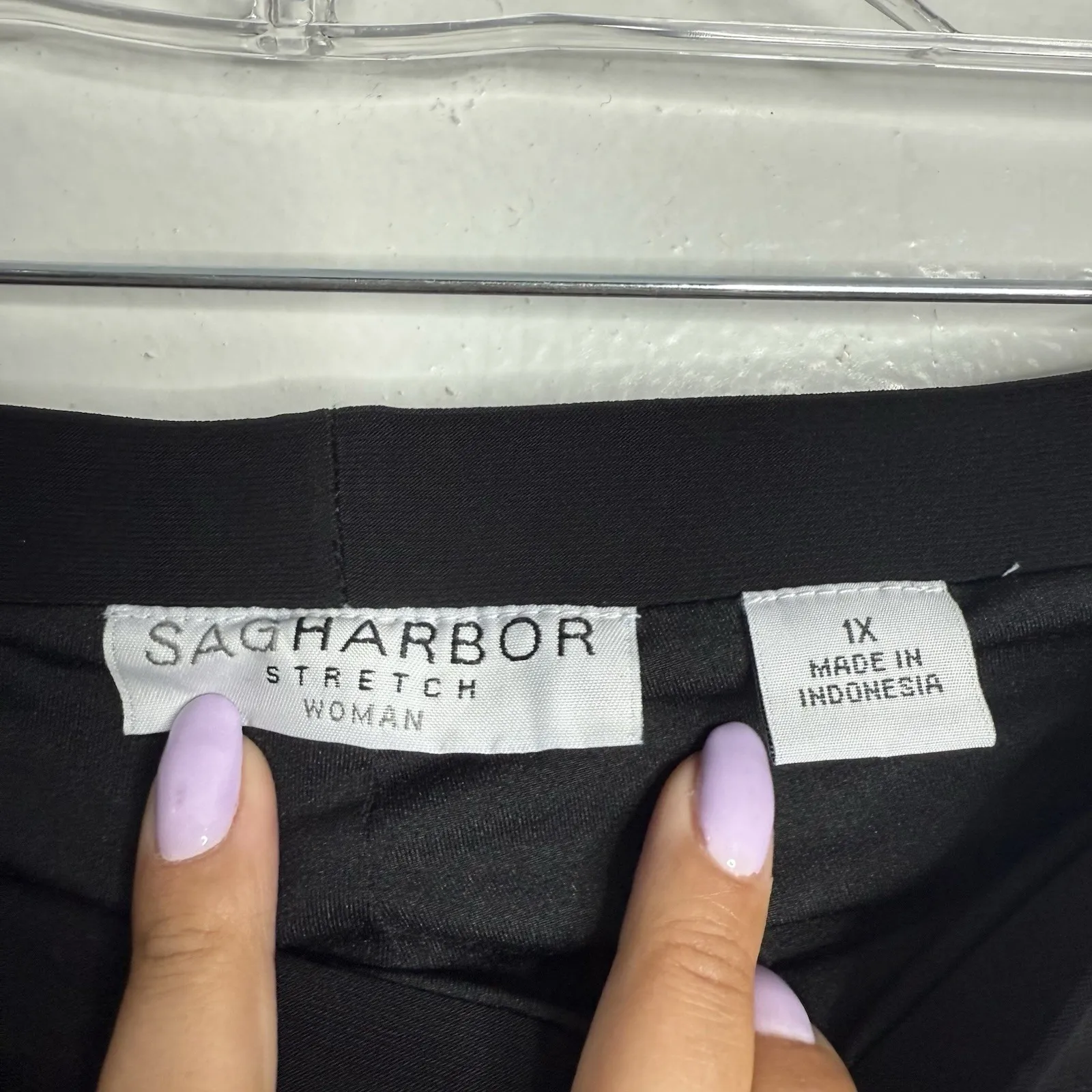 Sag Harbor Woman Stretch‎ Pull On Black Pants Lined Size 1X - Image 3