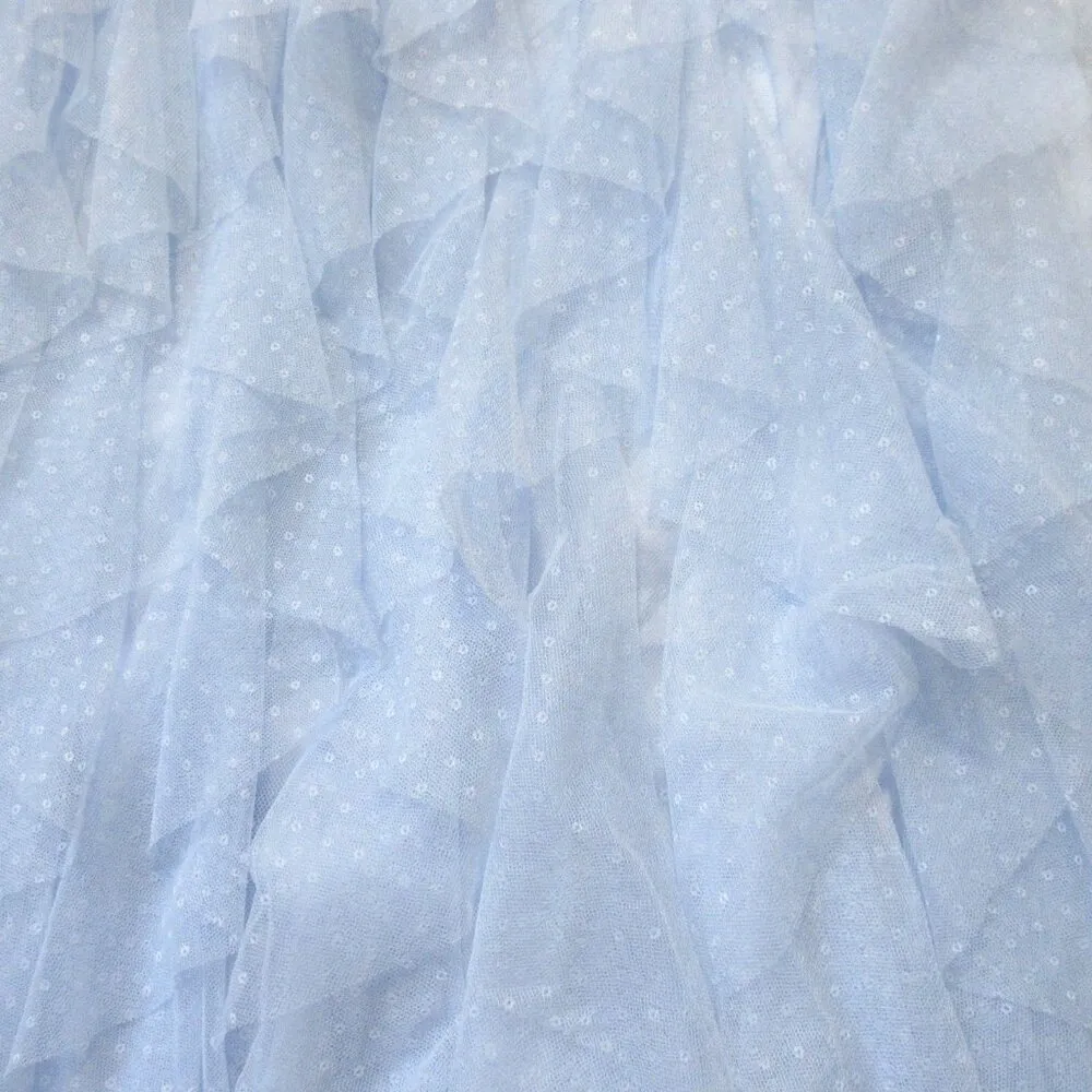 NWT by Anthropologie Evelyn Cheri in Sky Blue Ruffled Tulle Midi Skirt L - Image 7