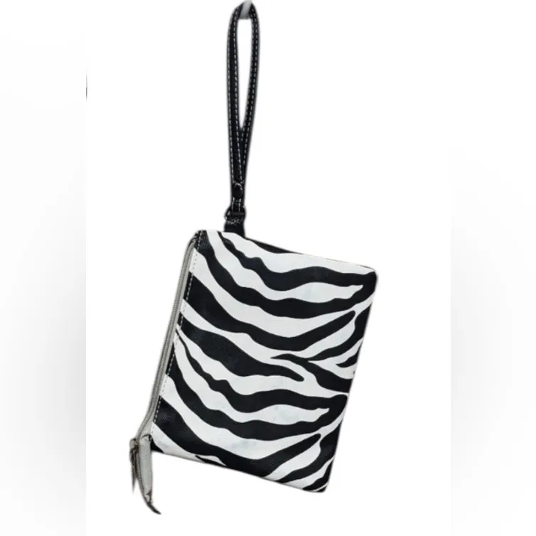 Zebra Print Black & White Hand Bag/Tote w/ Zip Wallet/Pouch/Wristlet - Image 4