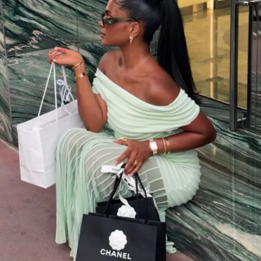 ALEXIS Marce Off-Shoulder Mint Knit Maxi Dress Size Medium NWOT - Image 4