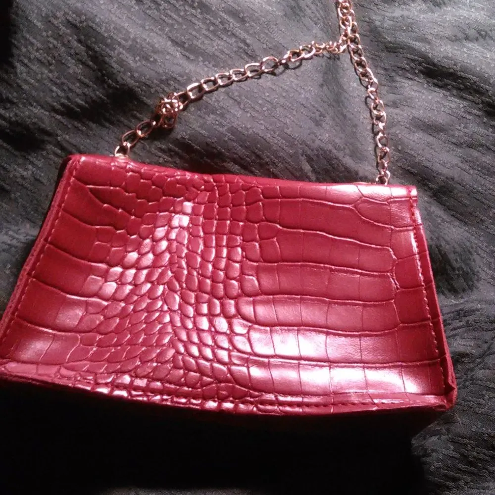 Faux Leather Red Mini Handbag - Image 8