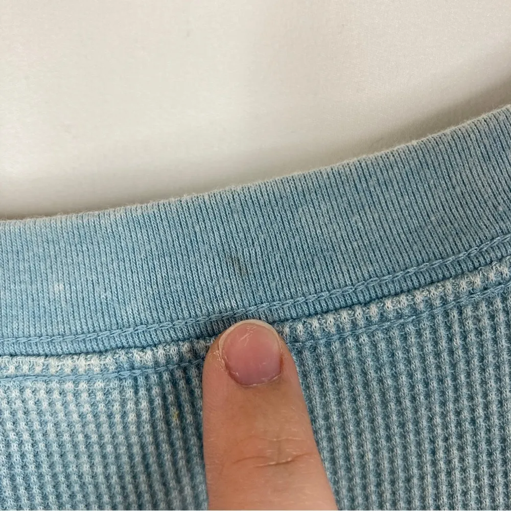 PINK Victoria's Secret | Waffle Knit Dusty Blue V-Neck Long Sleeve Tee XS - Image 5