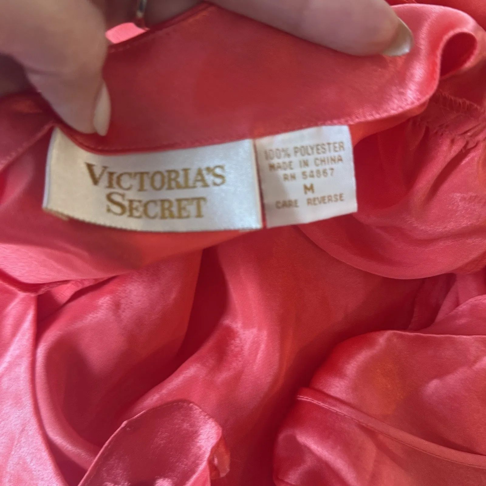 Vintage Victoria's Secret Gold Label Red Chemise Slip Dress M Xx1369 - Image 9