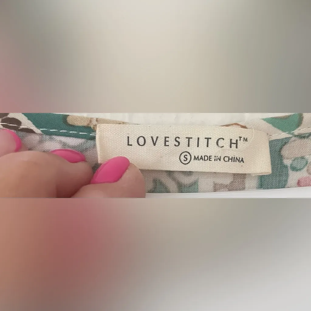 Lovestitch Boho Dreams Maxi Dress, V-Neck, Puff Sleeves, 100% Rayon; size S - Image 4