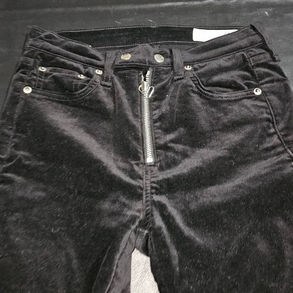 Rag & Bone/Jean Womens Black Velvet Dojo Ankle Pants 26‎ - Image 3
