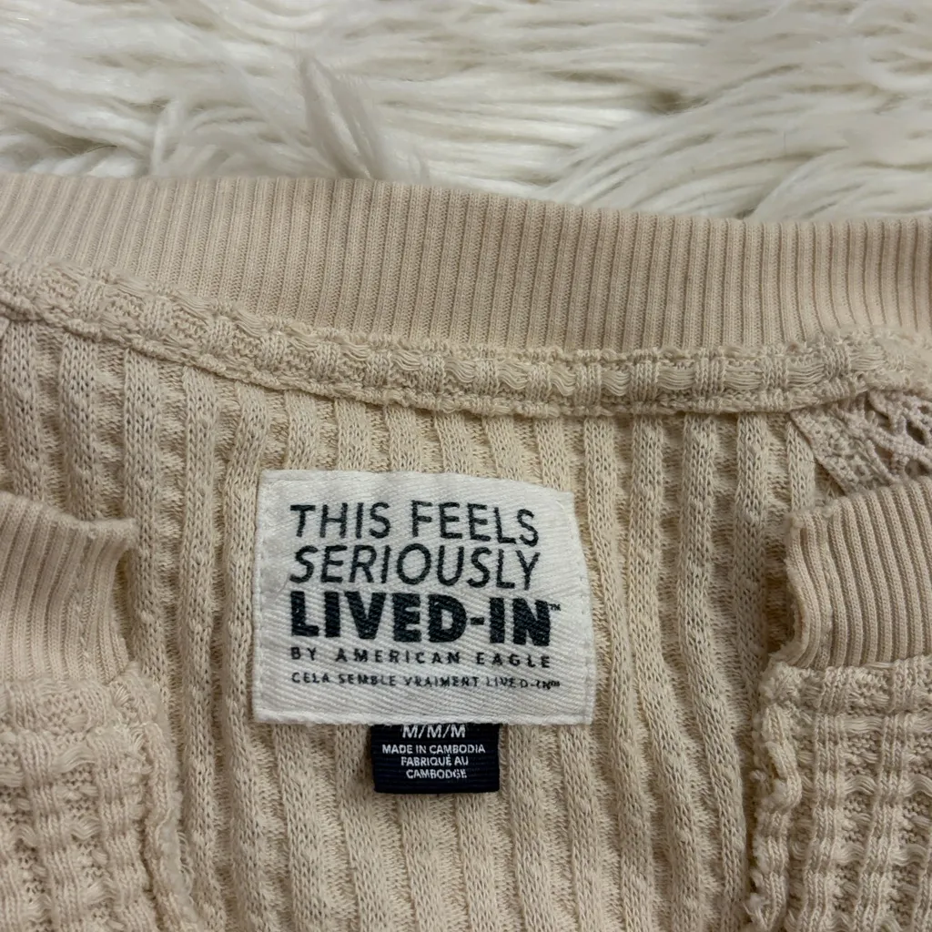 American Eagle Big Hug waffle knit notch neck oversized top sweatshirt M - Image 6