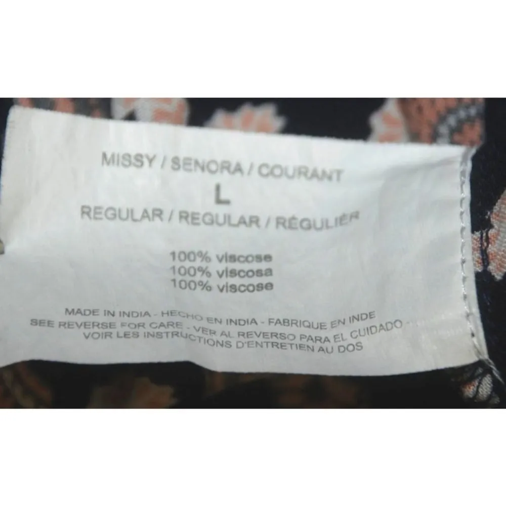 Nine West Ladies Blouse Top Size L Paisley's Long Sleeve Double Tie Up V-Neck - Image 9