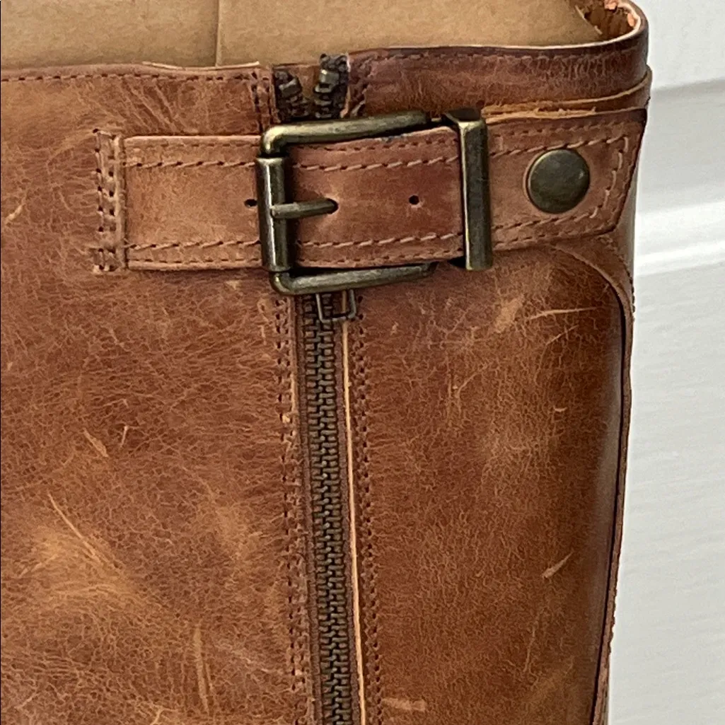 Gianni Bini Brown Leather Combat Boots - Image 5