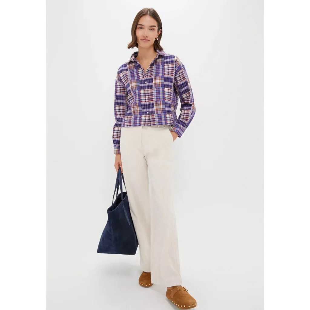 Tuckernuck  Plaid Flannel Cropped Button Down NEW - Image 3