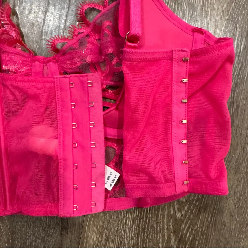 Victoria's Secret Dream Angels Hot Pink Lace Bustier- size L - Image 4