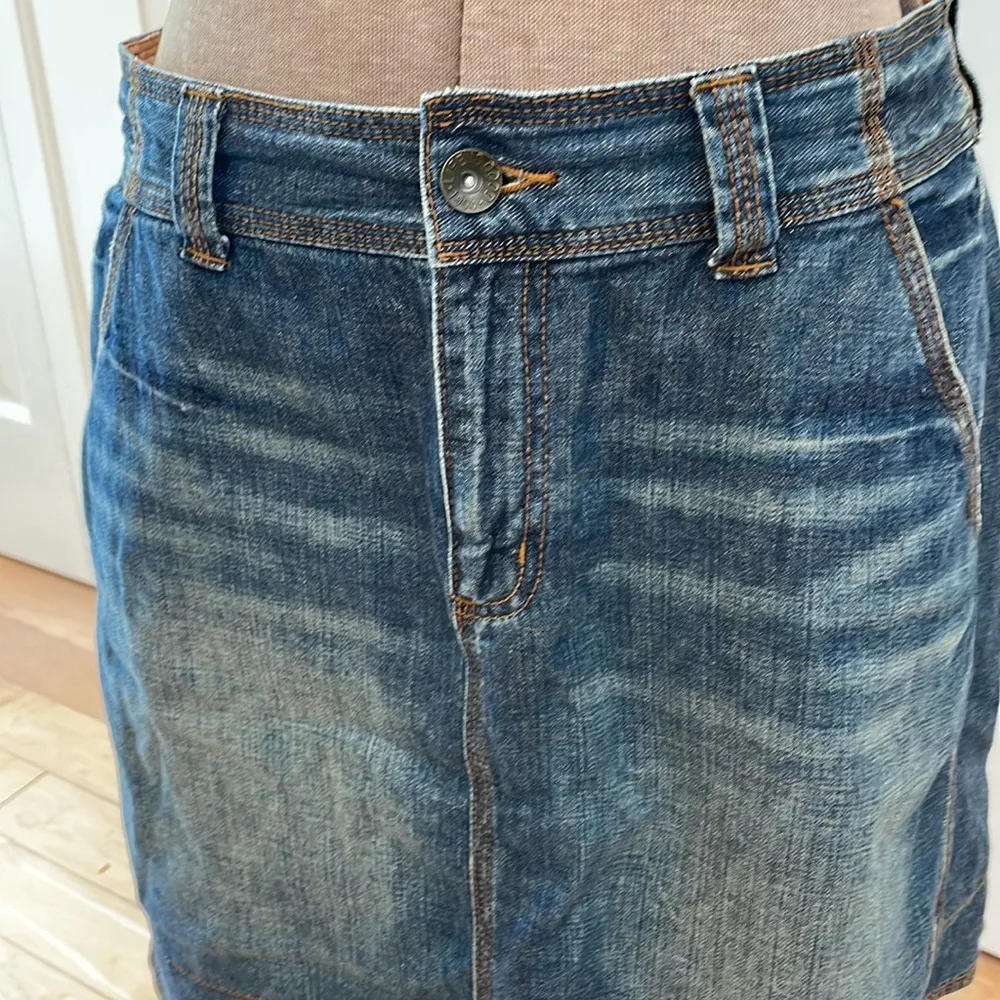 Life is Good slightly distressed medium wash denim skirt - Image 3