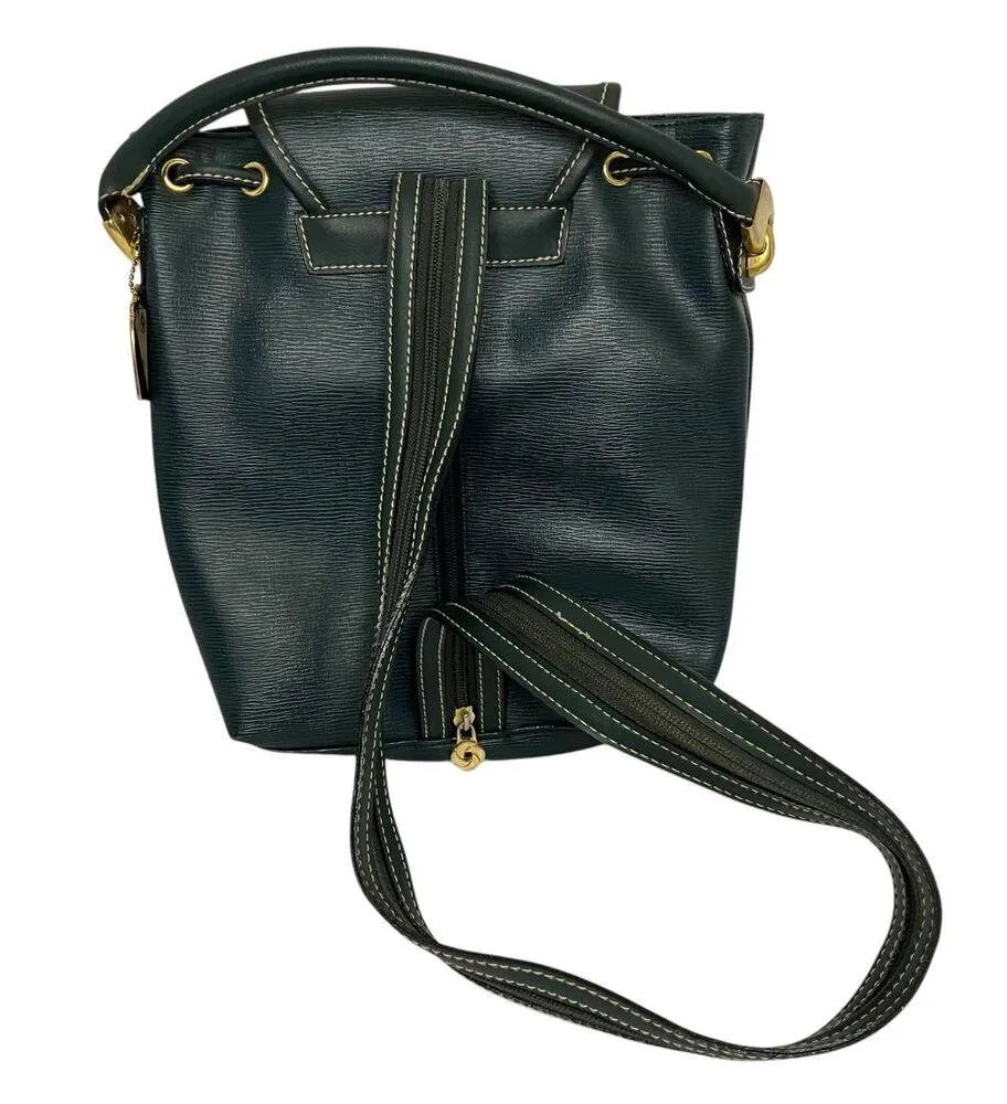 Vintage Samsonite Green Leather Drawstring Convertible Backpack - Image 3