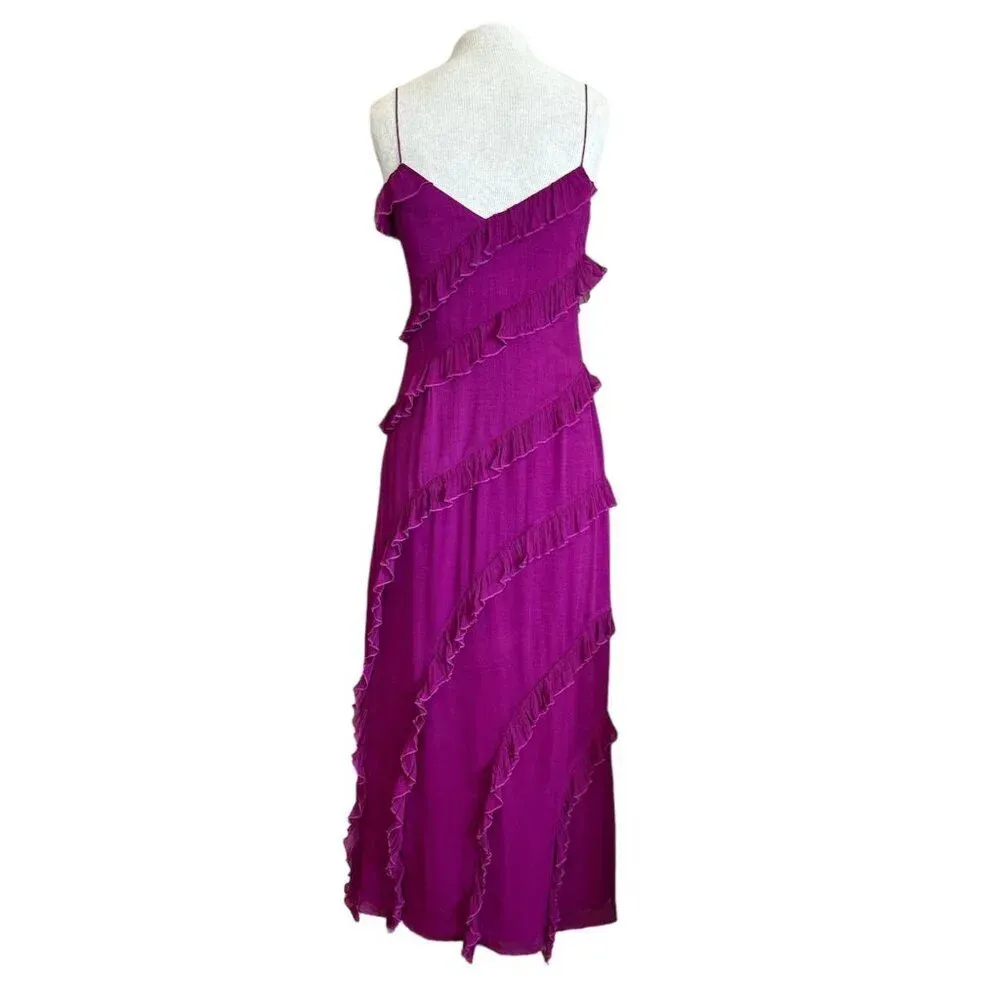 Amur Chara Ruffle Evening Gown in Purple Sangria 4 Womens Long Maxi Dress - Image 6