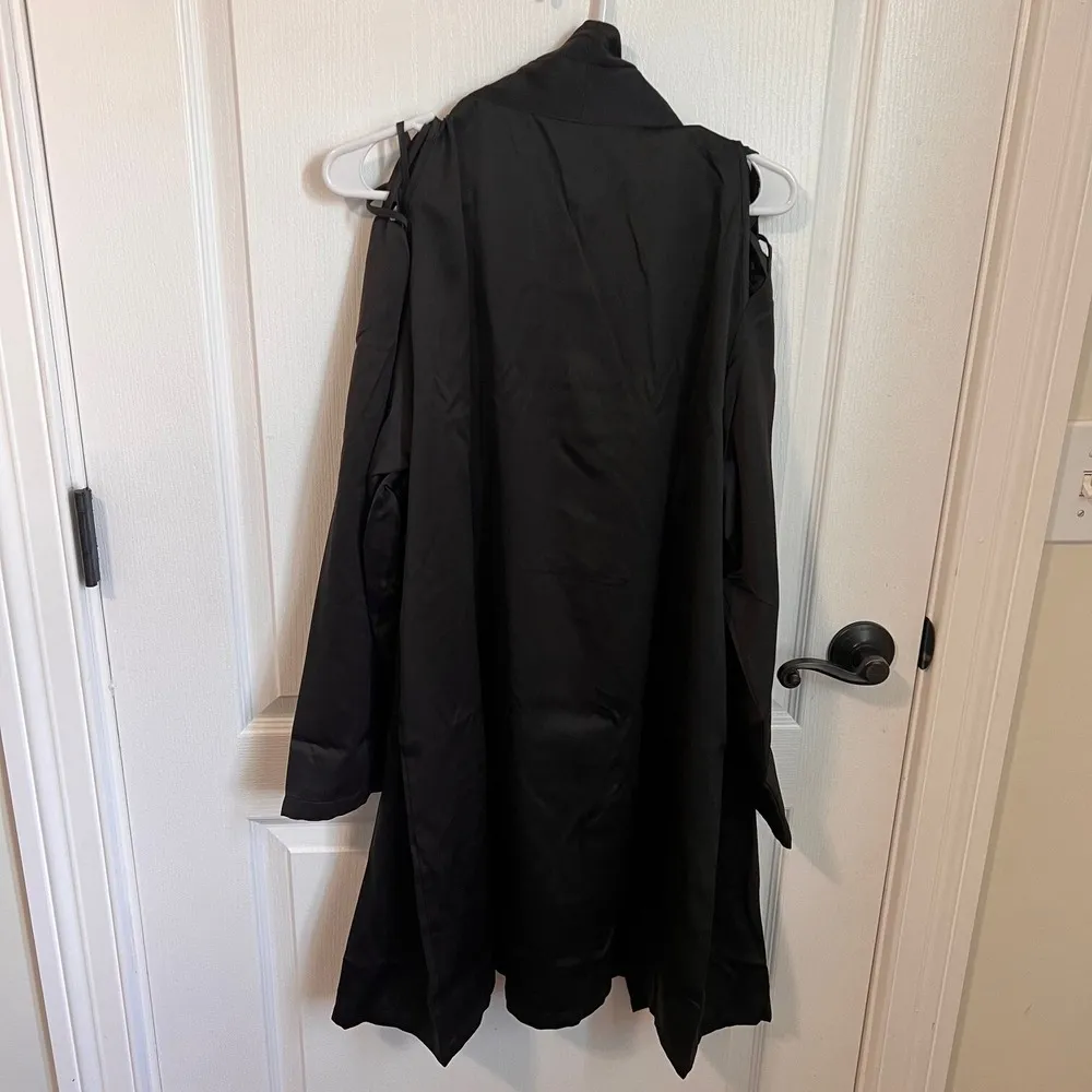 Frederick's of Hollywood Robe Womens Summer Lattice Lacing Robe Medium Black NWT - Image 7