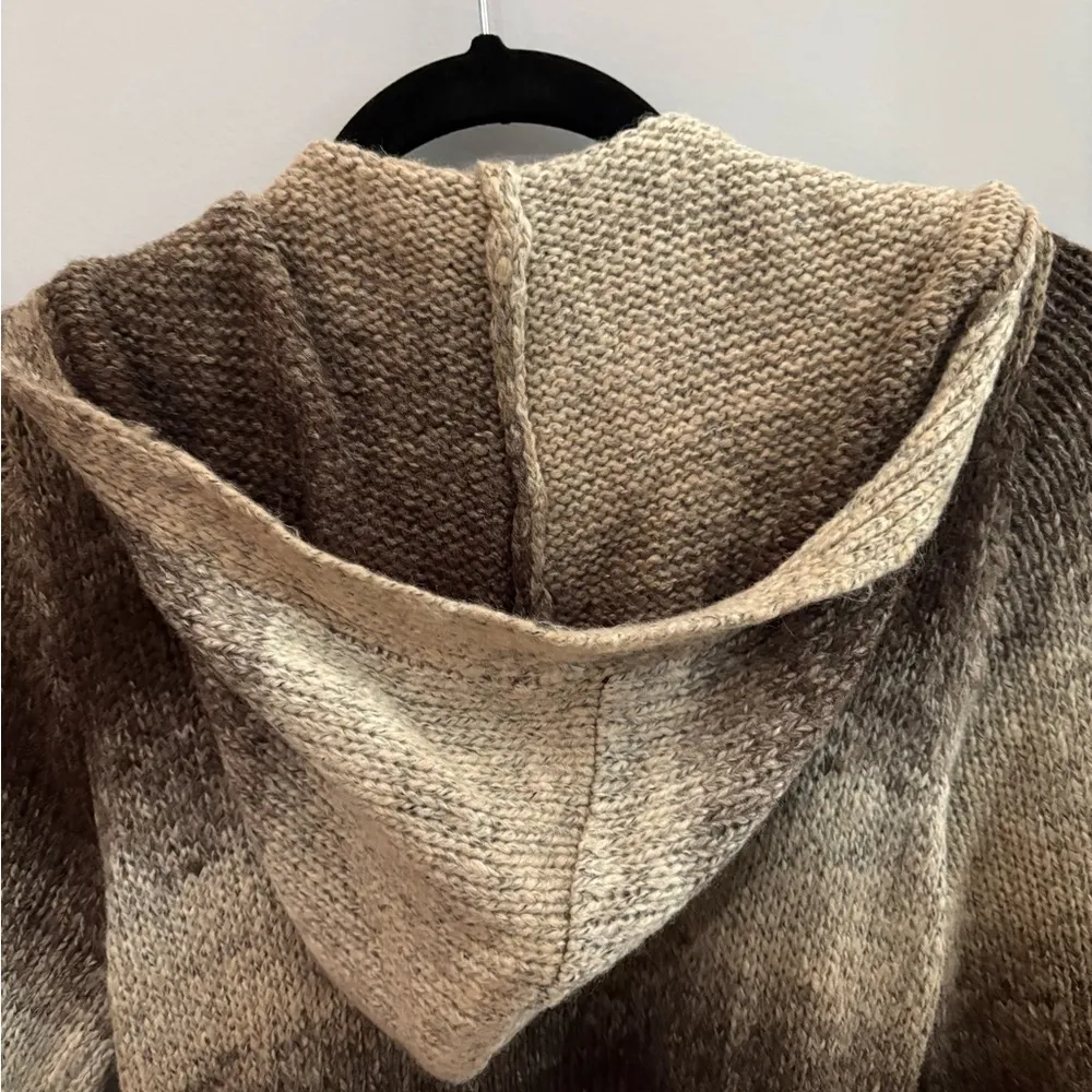 Olive & Oak Brown Tan Cardigan Sweater with Tie Belt and Hoodie in Size L - Image 7