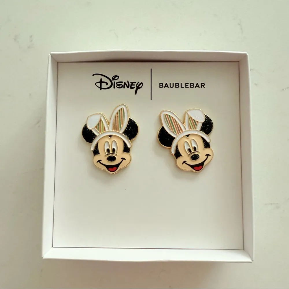 Disney x BaubleBar Mickey Mouse Easter Bunny Limited Edition Stud Earrings - NWT - Image 2
