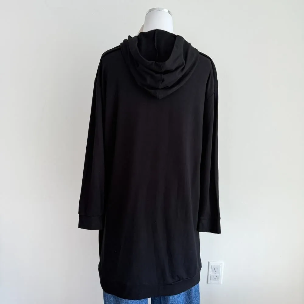 Majestic Filatures Sweatshirt Women 4 Large Black Hooded Deluxe Teeshirt Sweater - Image 4