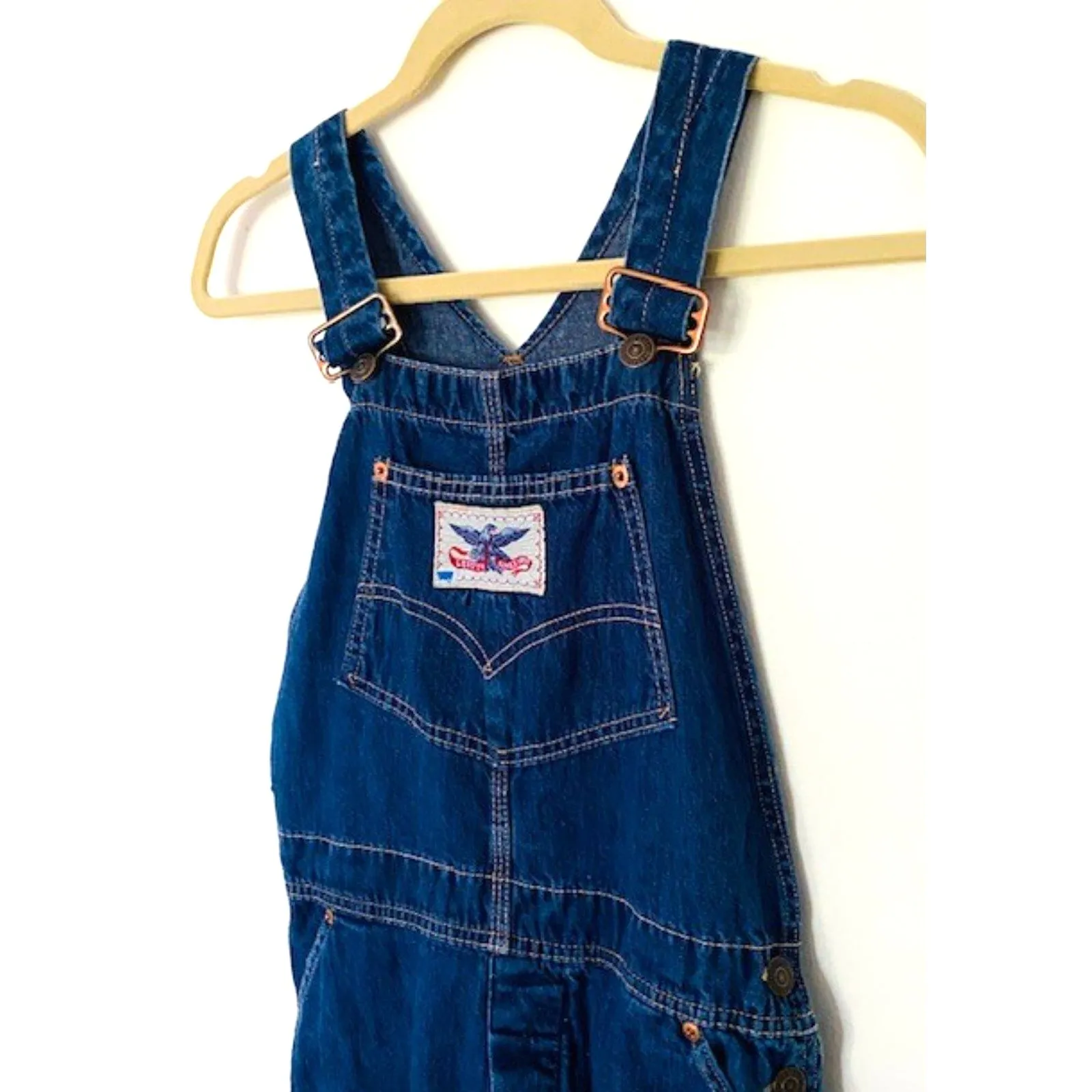 Levis Rare Vintage SF 207 Orange Tab Denim Blue Jeans Overalls Unisex Sz 12 - Image 3