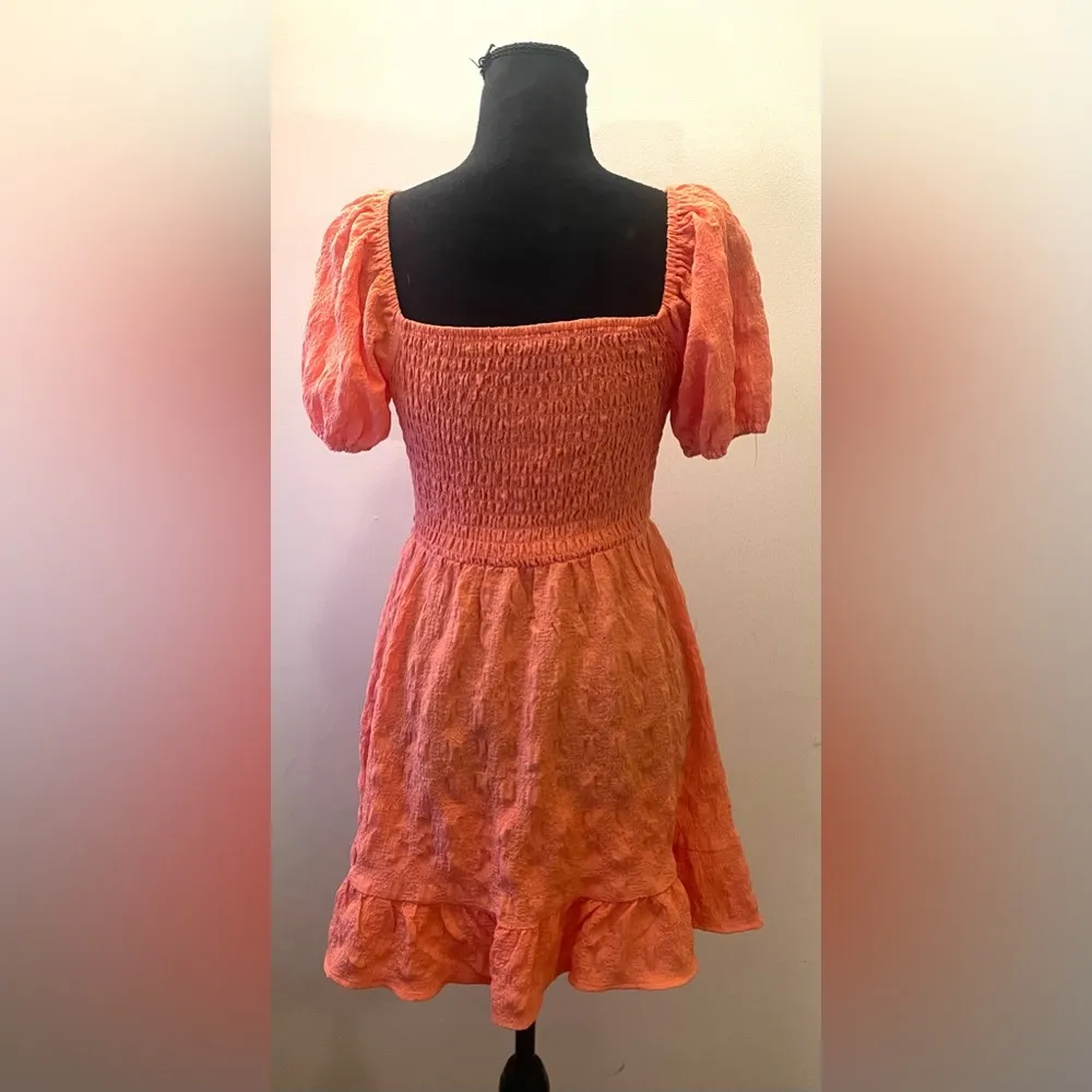 Lily Rose- Coral Puff Sleeve Mini Dress Size S - Image 4