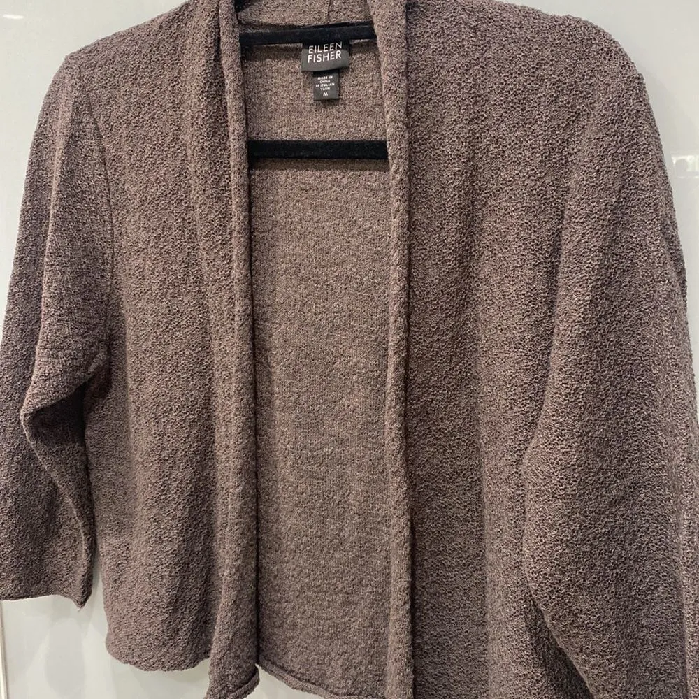 Eileen Fischer Women's 100% Wool Grey Charcoal Cardigan Light Jacket Sz M - Image 3