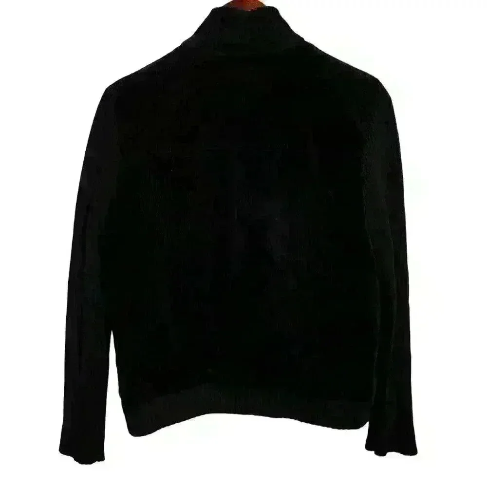 VNTG Lauren Ralph Lauren‎ Black Corduroy full zip jacket sweater sleeves … - Image 2