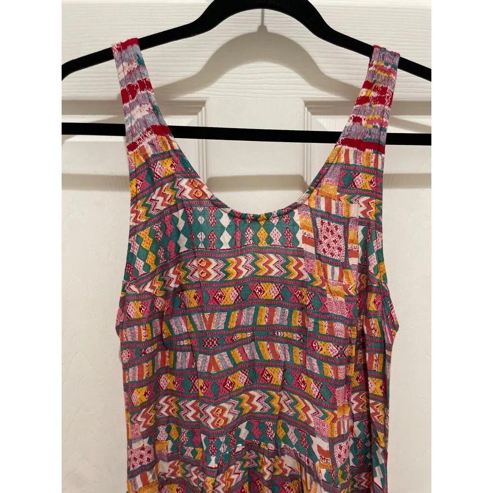 Roxy Multi-Color Tribal Print Tank Tie Back Mini Dress L - Image 2