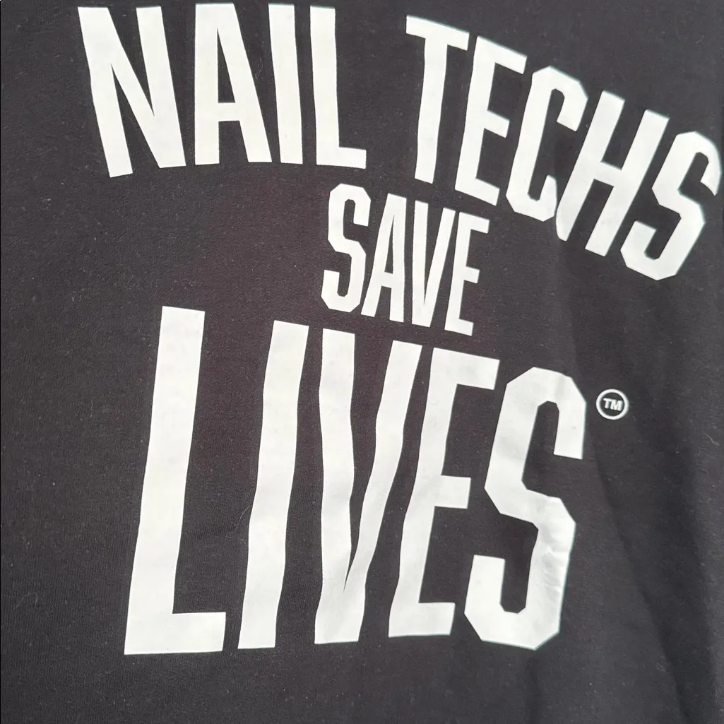 Black Hoodie sweatshirt with Nail Techs Save Lives Print pockets drawstring NEW Size XXL - Image 3