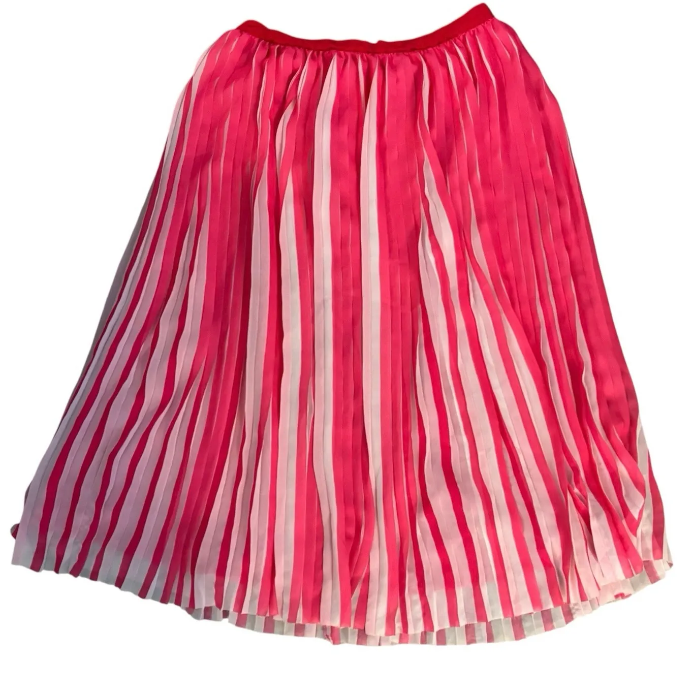 J Crew Size 8 Pleated Midi Skirt Peekaboo Stripe Fuschia Pink White AJ984 - Image 3