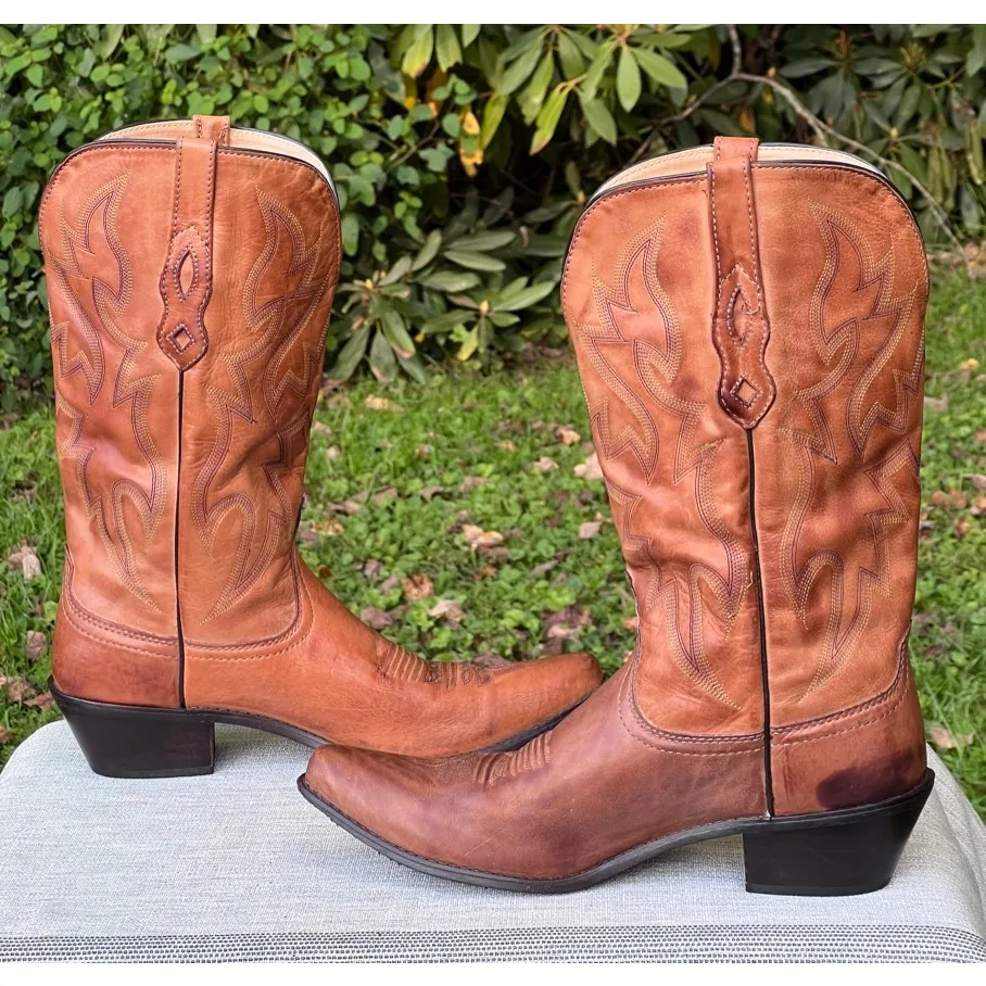 Women's Nocona Deertanned Cow Leather Lantana Cowboy Boots NL1600 size 11B Tan - Image 3