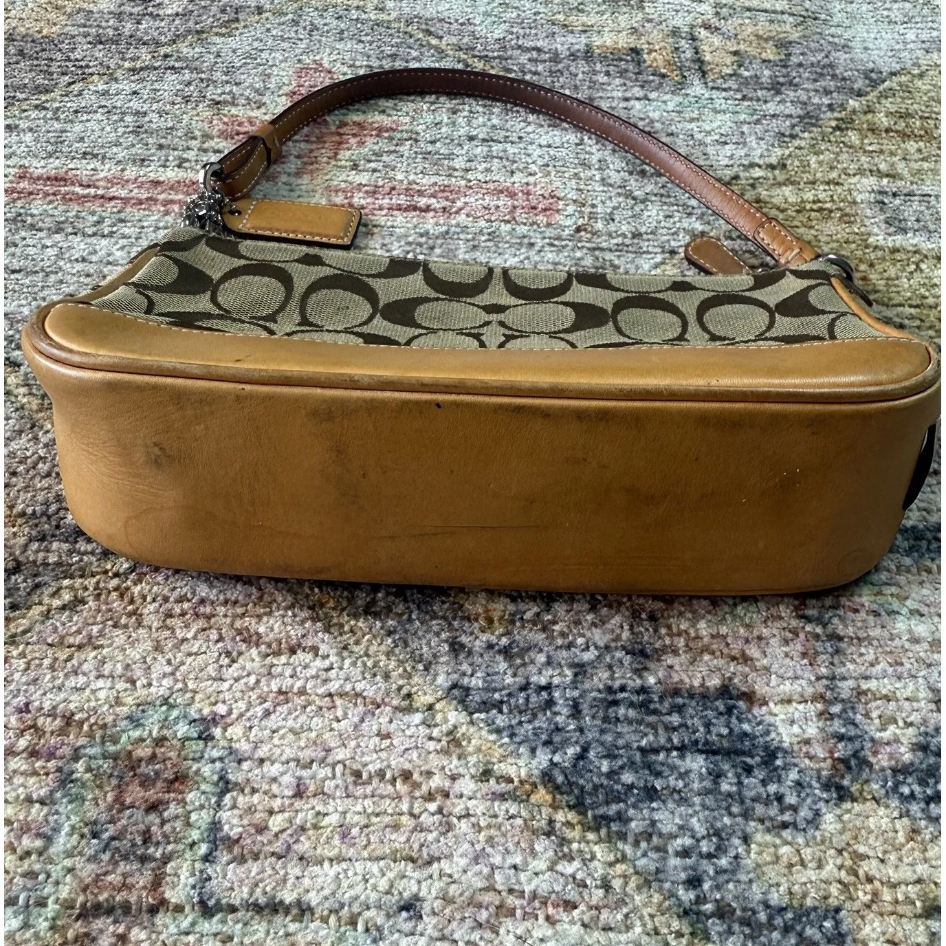 Vintage Y2K Coach Signature Demi Mini Pouch Handbag Tan Canvas Leather 6094‎ - Image 2