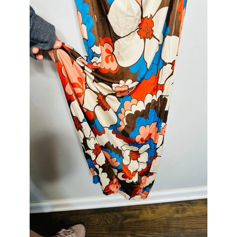 RONNY KOBO Retro Floral Printed Waist Cutout Scoop Back Sammy Cutout Dress Small - Image 10