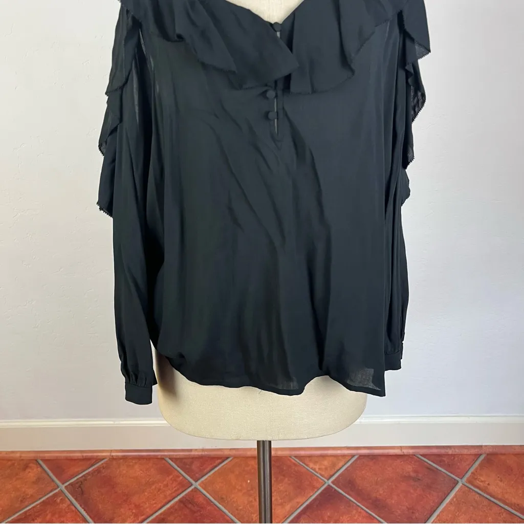 PAIGE Arabeth Cold Shoulder Blouse in Black - Image 5