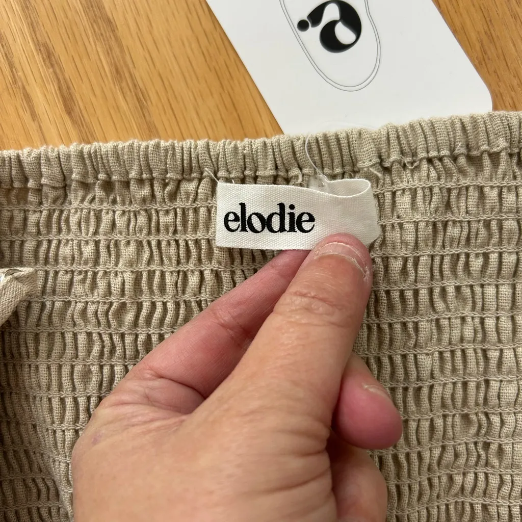 NWT Elodie Beige Linen Blend Dress Size Large Square Neckline Adjustable Straps - Image 10