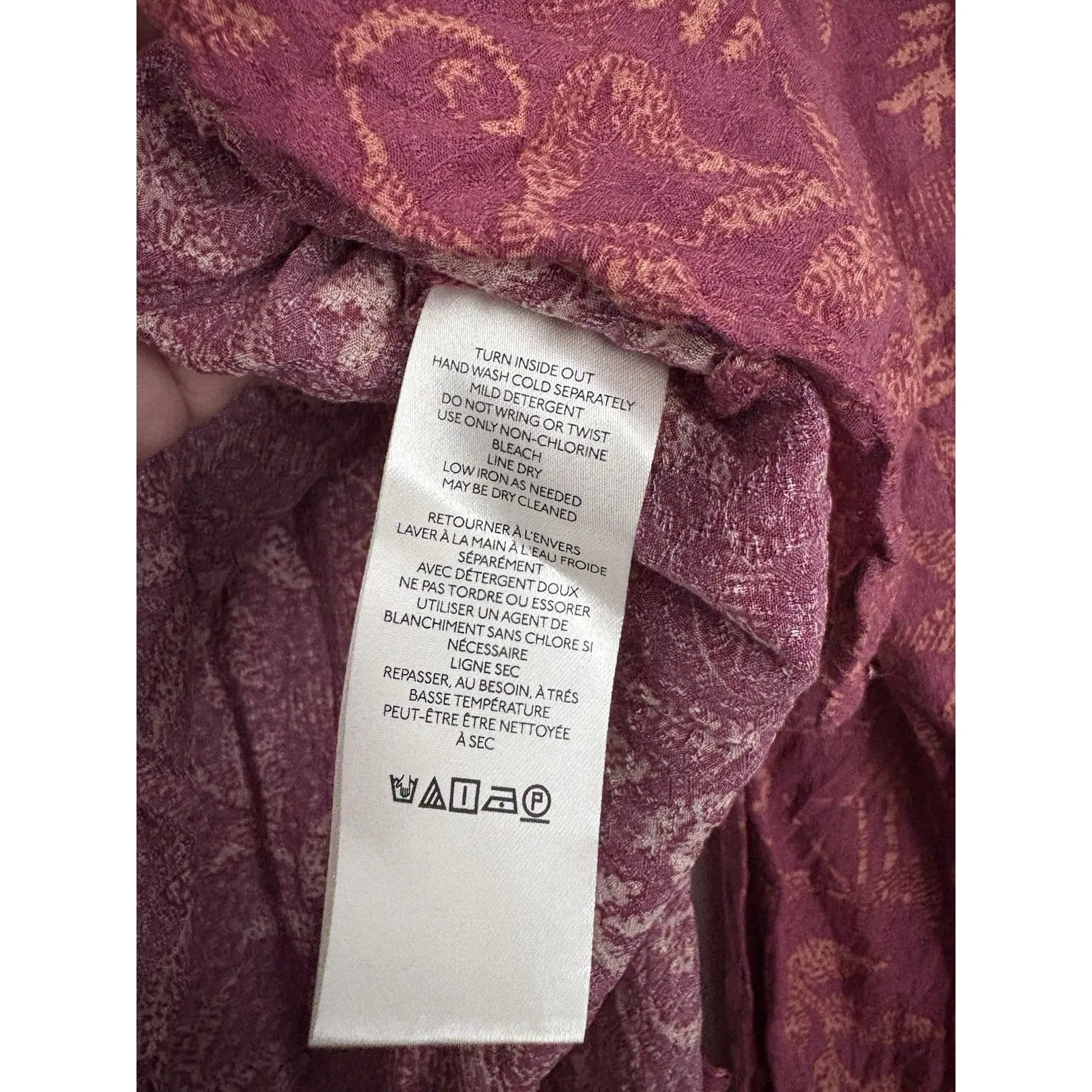 Free People Bohemian Long Sleeve S Mia Tunic Aztec Print Blouse Pink Festival - Image 5