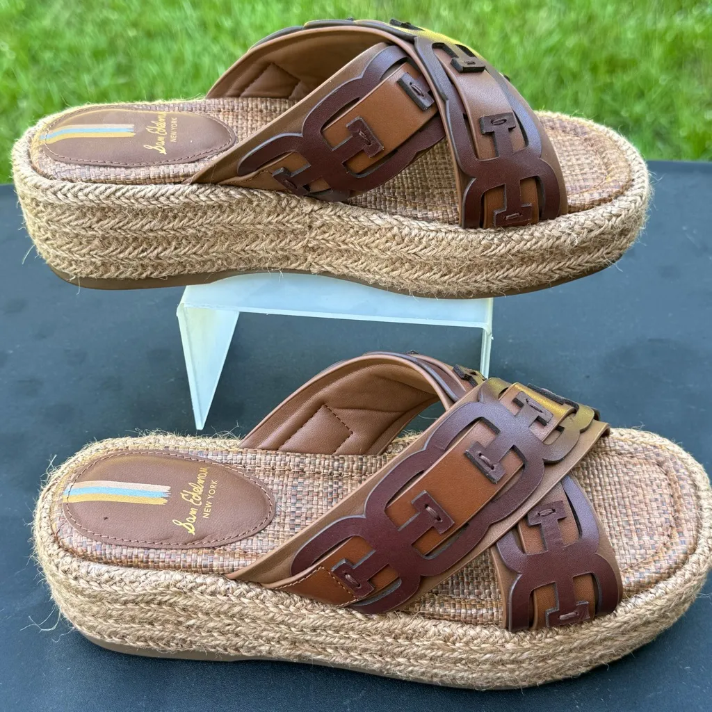 Sam Edelman Women's Pria Slip On Crisscross Espadrille Platform Sandals - Image 4