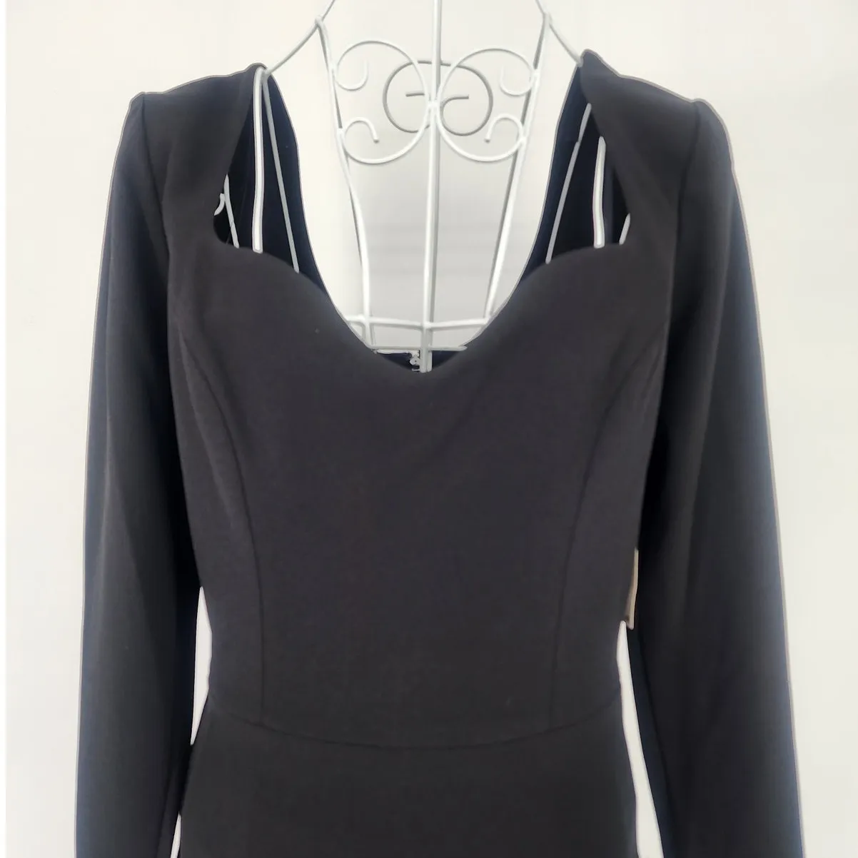 Dress the Population Sonia Long Sleeve Midi Sheath Dress Black NWT Medium - Image 9